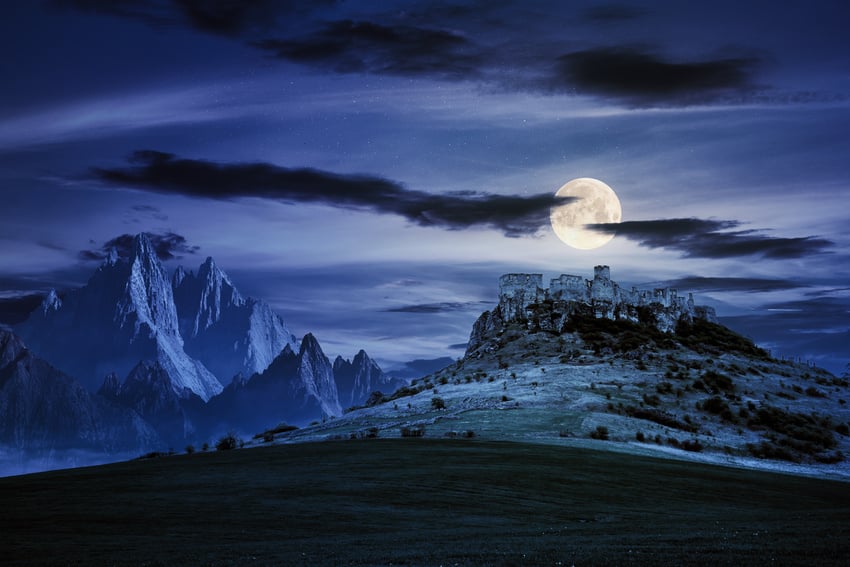 Moonlit Medieval Castle on the Hill 